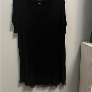 Torrid Black Short Sleeve Tee with Fringe on bottom.